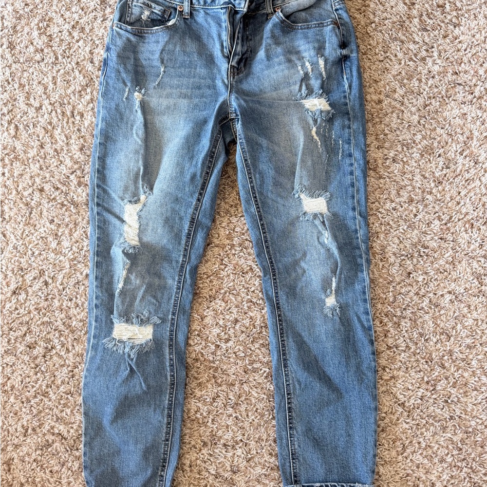 Distressed Blue Jeans
